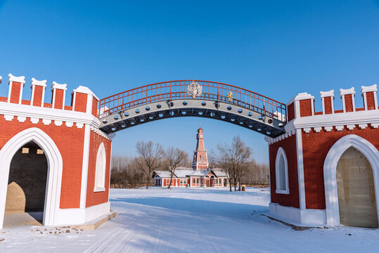 冬天雪后中國哈爾濱伏爾加莊園