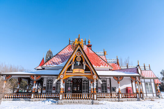 冬天中國哈爾濱伏爾加莊園餐廳