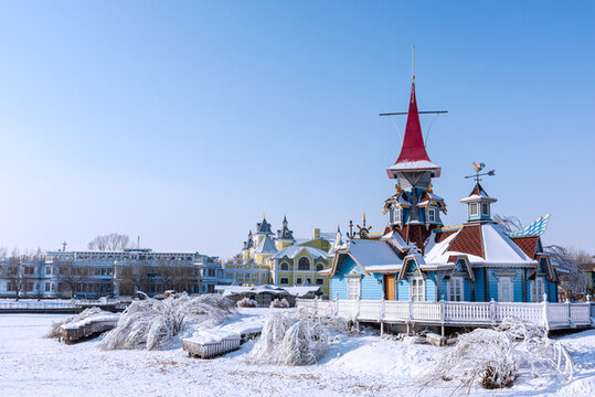 冬天雪后中國哈爾濱伏爾加莊園
