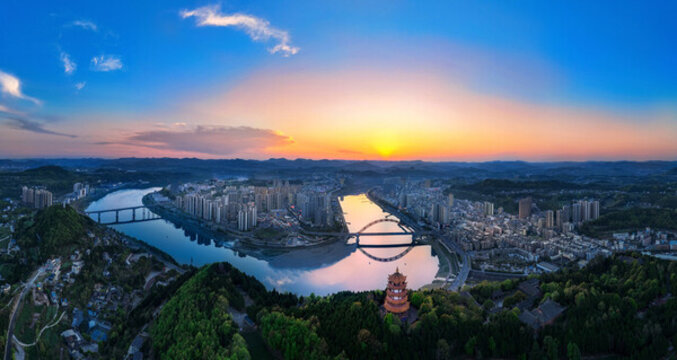 蒼溪縣城全景圖