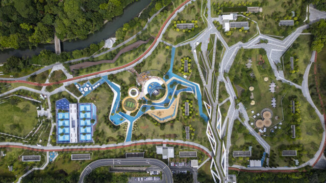 航拍深圳筆架山體育公園景觀