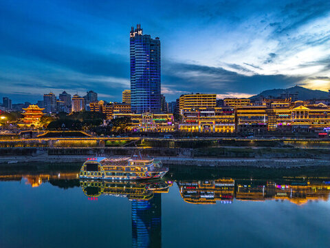 宜賓合江門(mén)夜景航拍