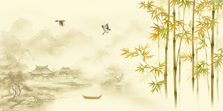 新中式花鳥竹林