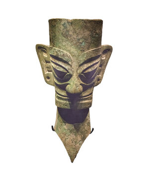 三星堆遺址商代辮發(fā)青銅人頭像