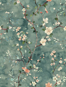 數(shù)碼印花小花水彩風(fēng)格