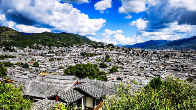 麗江大研古城古民居建筑群全貌