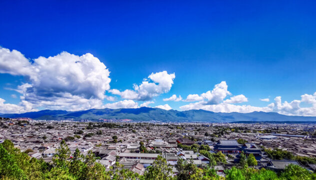 麗江大研古城古民居建筑群全貌