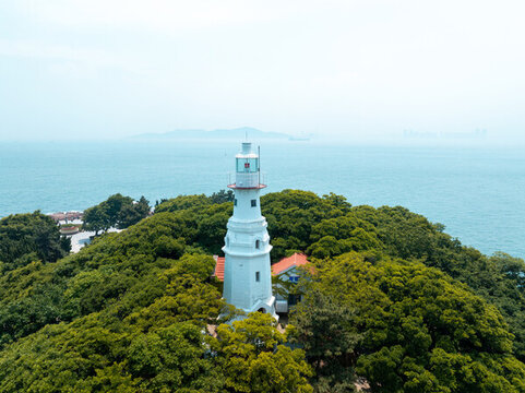 青島城市風光小魚島燈塔
