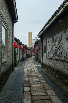 江蘇泰州古羅塘景區(qū)石板路小巷