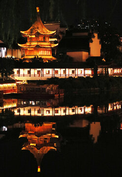 南京夫子廟秦淮河夜景