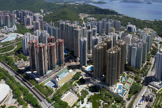 香港將軍澳航拍城市建筑風光