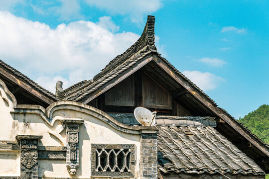 中式建筑瓦片屋頂
