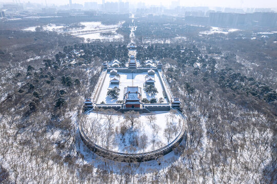 中國遼寧沈陽清昭陵北陵公園航拍