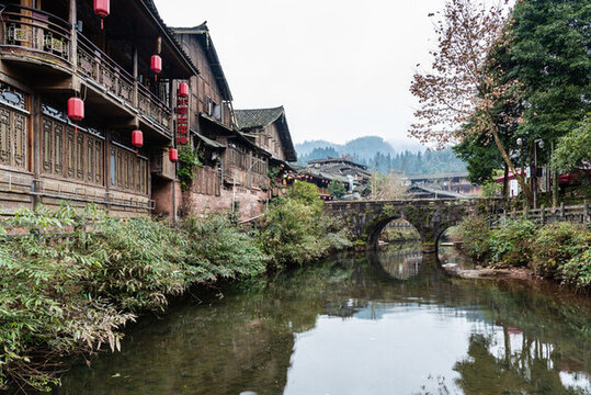 中國(guó)四川雅安上里古鎮(zhèn)民居建筑