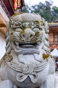 中國四川雅安上里古鎮(zhèn)的石獅子