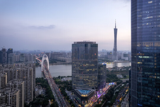 航拍廣州城市街景