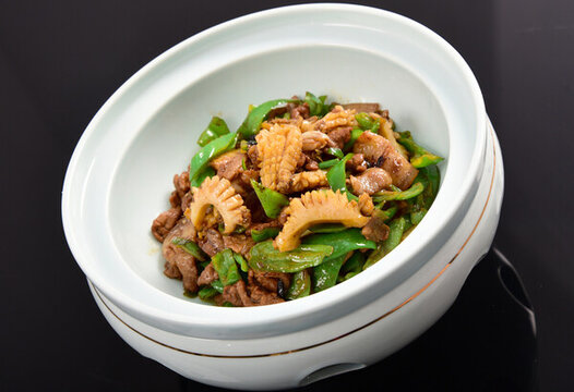 青椒鮑魚炒花肉