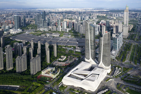 南京青奧中心航拍城市建筑風(fēng)光