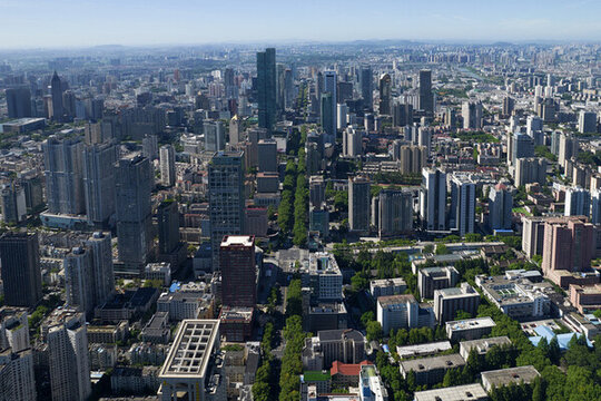 南京新街口航拍城市建筑風(fēng)光
