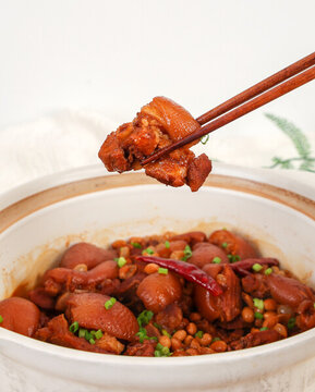 砂鍋燉豬蹄茄汁黃豆?fàn)F豬蹄肉