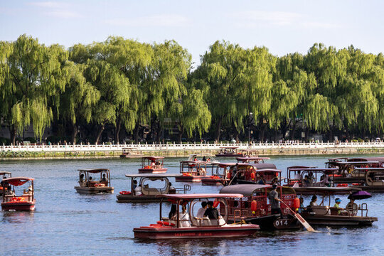 北京后海什剎海公園后海劃船