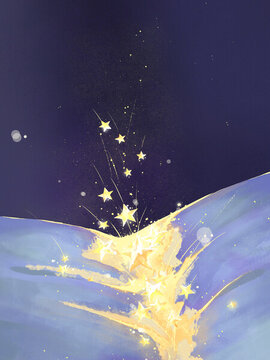 星星掉落治愈系插畫