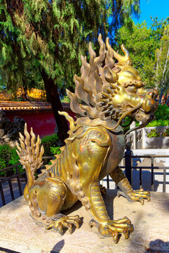 北京故宮頤和園銅麒麟