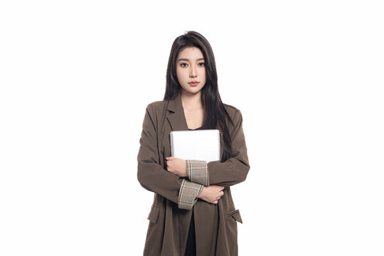 穿著西裝的青年漂亮的東方女性