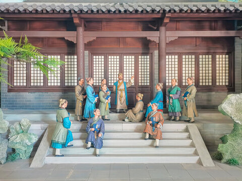 如沐春風(fēng)古代人物故事雕塑