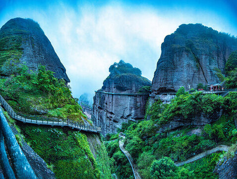 霍山棧道全景圖