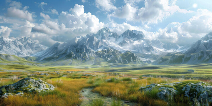 雪山草甸與溪流