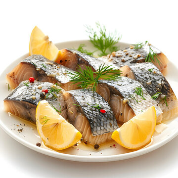 腌制鯡魚配檸檬和香料