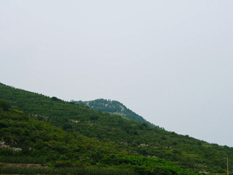 濟(jì)南章丘鵓鴿崖村的青山風(fēng)光