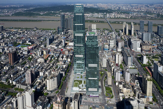 長沙國金中心航拍城市建筑風(fēng)光