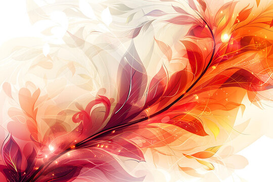 紅色黃色花卉插畫