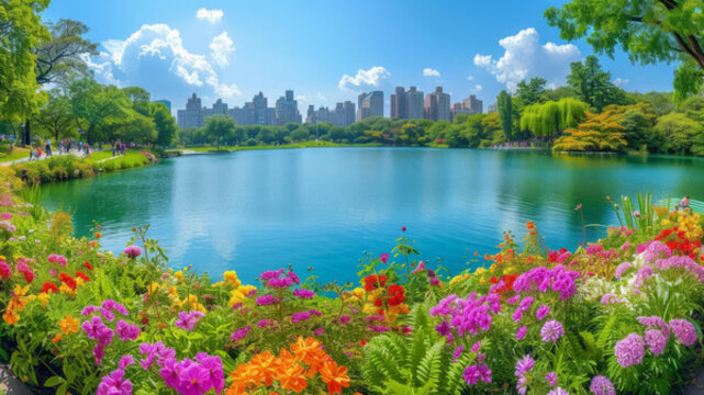 郁郁蔥蔥的中央公園景色