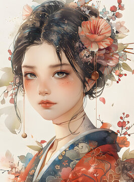 身穿傳統(tǒng)和服的美麗亞洲女子