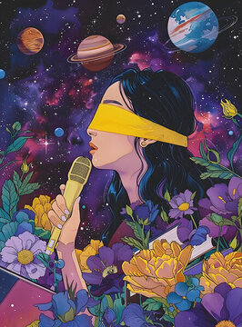 宇宙旋律少女歌唱插畫