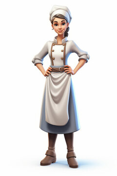 自信的女廚師雙手叉腰身穿制服