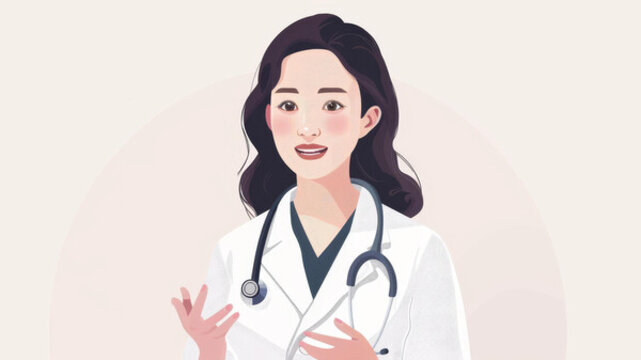 一位身穿白大褂的女醫(yī)生正在交談