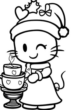 圣誕節(jié)戴著圣誕帽的可愛(ài)卡通貓