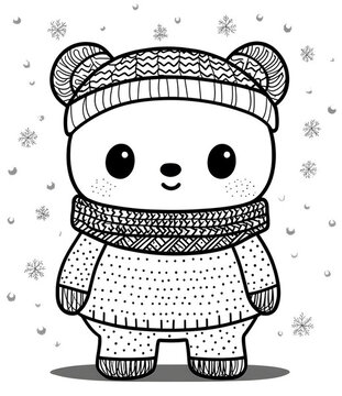 冬天可愛的小熊插畫