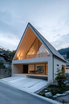 現(xiàn)代木結(jié)構(gòu)三角屋頂住宅