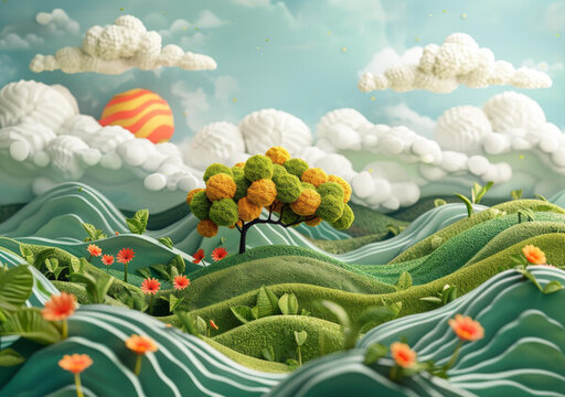 唯美的3D自然景觀插畫