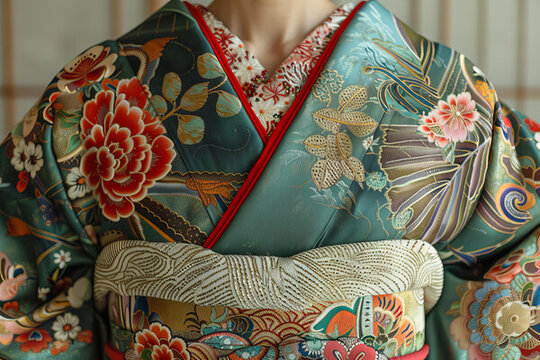 一件帶花卉圖案的和服