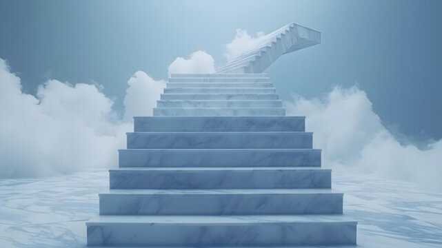 通往天空的白色大理石階梯