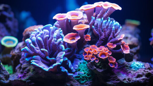 五彩繽紛的珊瑚礁與蔚藍海水