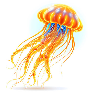 發(fā)光的橙色水母插畫(huà)