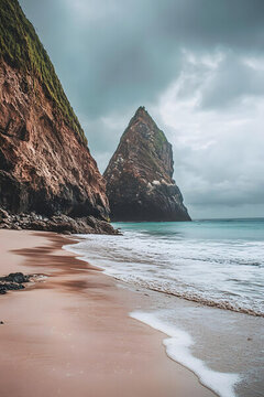 壯麗的懸崖和沙灘海景