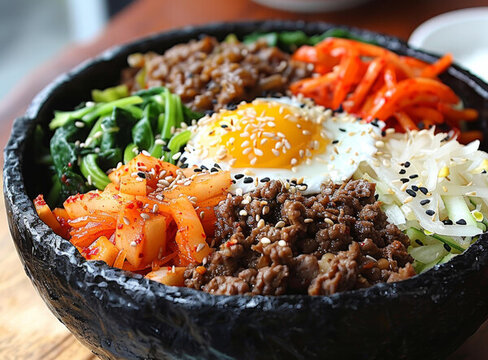 韓式拌飯：色彩繽紛，美味可口